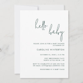 Moderne Script Minimal Baby Dusche Einladung