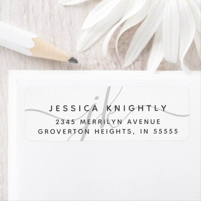 Moderne Script Minimal Gray Monogram Initials (Insitu)