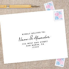 Moderne Script Minimal Wedding RSVP Rücksendeadres Permastempel