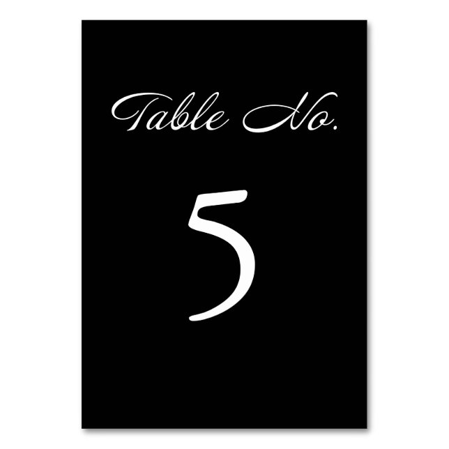 Moderne Script Minimalistisch Black Wedding Tischnummer (Rückseite)