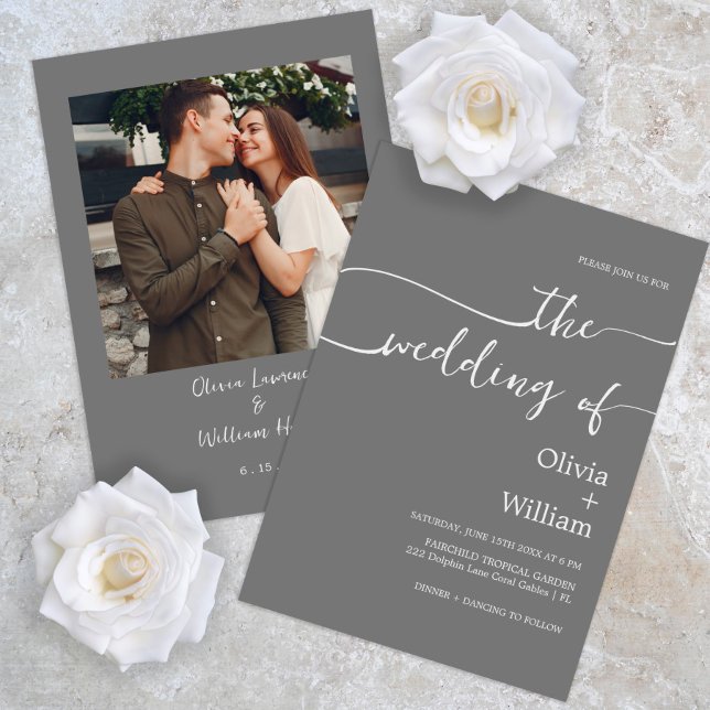 Moderne Script Minimalistisch Hochzeitseinladung Einladung (Von Creator hochgeladen)