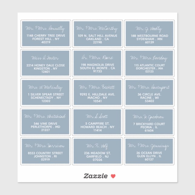 Moderne Script-Minimalistische Hochzeitgastadresse Aufkleber (Blatt)