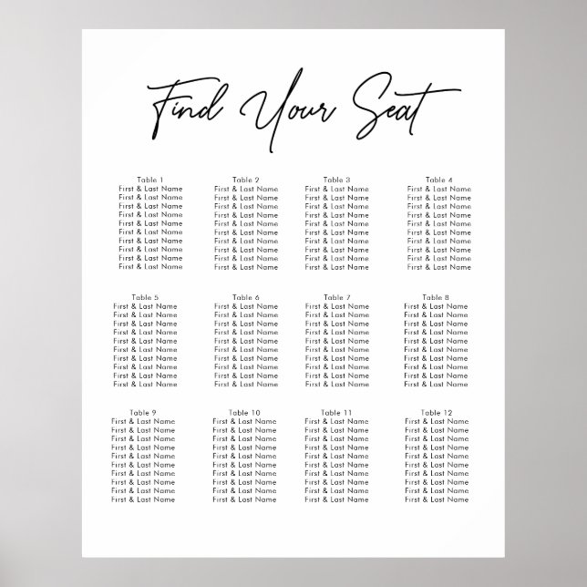 Moderne Script Minimalistische Hochzeitskarte Poster (Vorne)