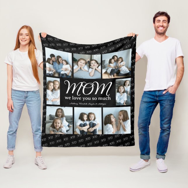 Moderne Script Mom Wir lieben Dich Fotocollage XO Fleecedecke (Beispiel)