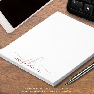 Moderne Script Monogram Initials Burgundy Minimal Notizblock