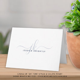 Moderne Script Monogram Initials Minimal Navy Blue