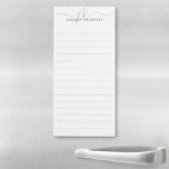 Moderne Script Monogram Initials Silver Gray Ruled Magnetischer Notizblock<br><div class="desc">Personalisiertes, minimalistisches, modernes Magnetbacken-Notizblock mit einfachen kalligraphischen Schriftzeichen oder Monogramm und Namen in Silber und Grau. ÄNDERUNGEN: Der Textstil, die Farbe, die Größe und die Platzierung des Schriftartes können durch Anklicken von EDIT im Bereich PERSONALIZE geändert werden. HILFE: Für Hilfe bei der Modifizierung oder Personalisierung des Designs, bei Farbänderungen, bei...</div>