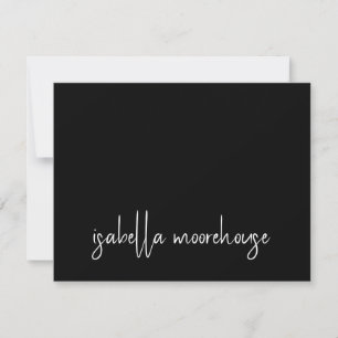 Moderne Script Name Black Flat Note Card Mitteilungskarte