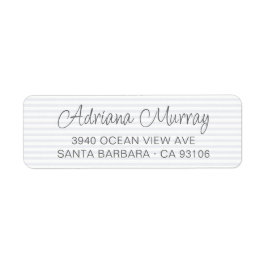 Moderne Script Name Blue Striping Rücksendeadresse