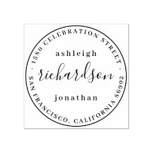 Moderne Script Name Round Wedding Rücksendeadresse
