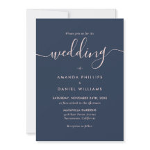 Moderne Script Navy Blue and Blush Foto Hochzeit