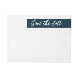 Moderne Script Navy Save the Date Rücksendeadresse