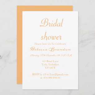 Moderne Script Orange Bridal Dusche Einladung