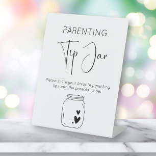 Moderne Script Parenting Tip Jar Baby Shower Sockelschild