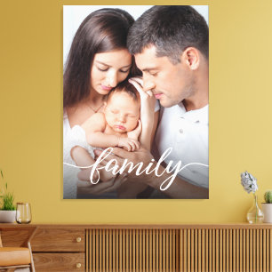 Moderne Script Personalisiert Family Foto Leinwand