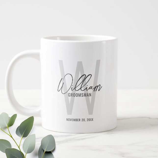 Moderne Script-Personalisierte Trauzeugen Jumbo-Tasse (Von Creator hochgeladen)