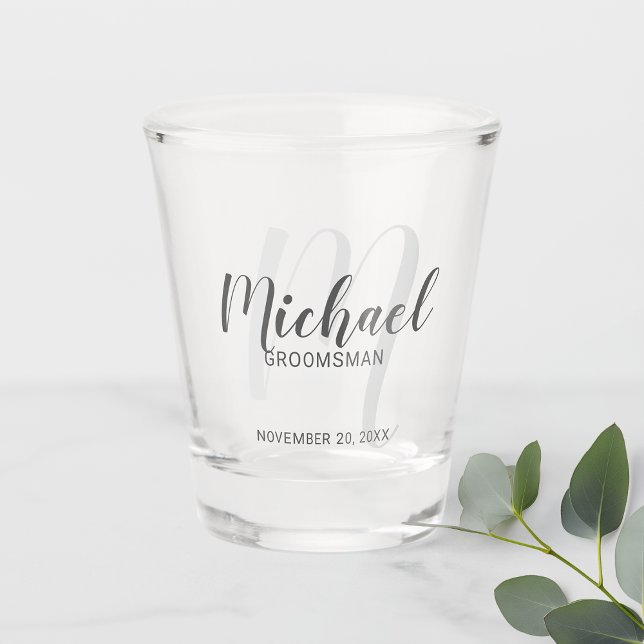Moderne Script-Personalisierte Trauzeugen Schnapsglas (Von Creator hochgeladen)