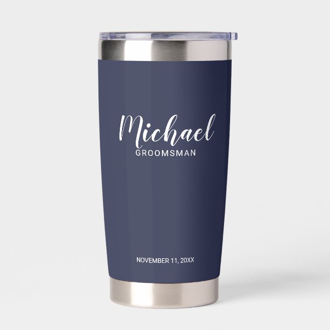 Moderne Script-Personalisierte Trauzeugen Thermobecher (Links)