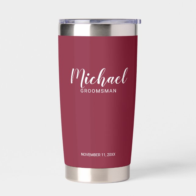 Moderne Script-Personalisierte Trauzeugen Thermobecher (Links)