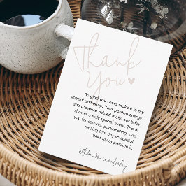 Moderne Script Pink Baby Dusche Dankeskarte