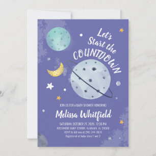 Moderne Script Planets Babydusche Einladung