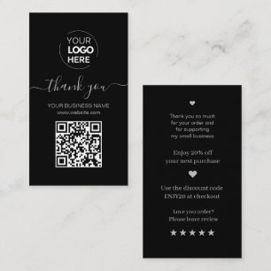 Moderne Script QR Code Black Order Vielen Dank Visitenkarte