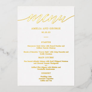 Moderne Script REAL FOIL Elegante Menükarte Folieneinladung