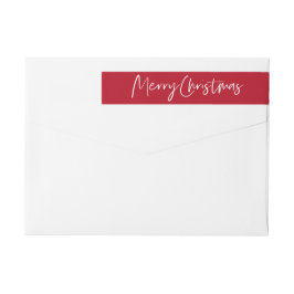 Moderne Script Red Christmas Card Rücksendeadresse