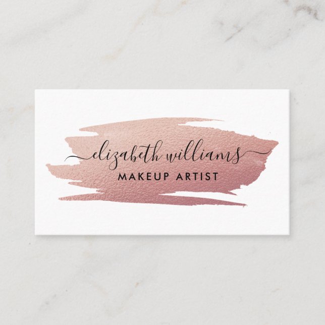 Moderne Script-Rose Gold Foil Pinselstrich Visitenkarte (Vorderseite)