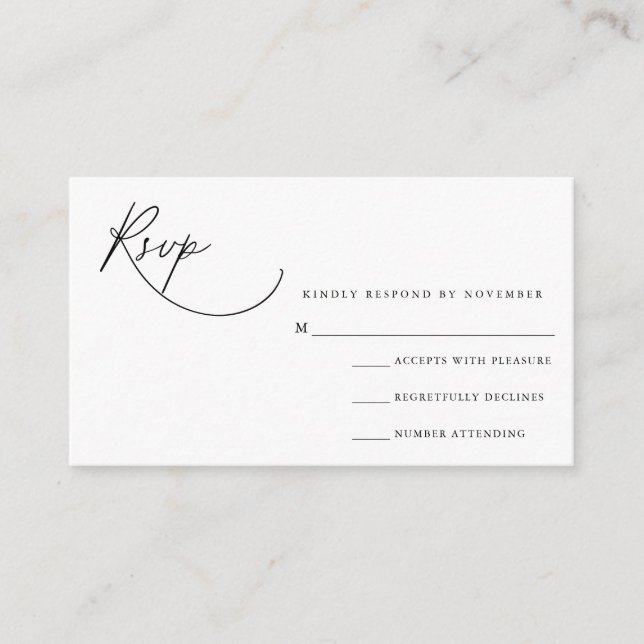 Moderne Script-RSVP-Karte Begleitkarte (Vorderseite)