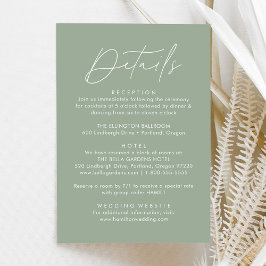Moderne Script Sage Green Wedding Details Begleitkarte