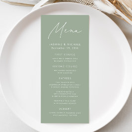 Moderne Script Sage Green Wedding Menükarte