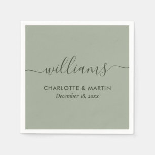 Moderne Script Sage Green Wedding Serviette