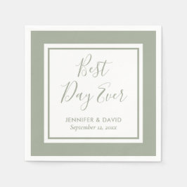 Moderne Script Sage Green Wedding Serviette
