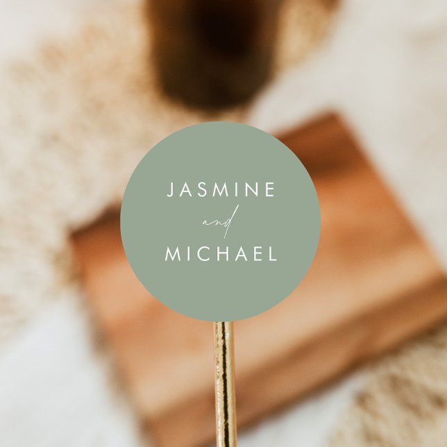 Moderne Script Sage Green Wedding Umschlag Aufkleb Runder Aufkleber (Von Creator hochgeladen)