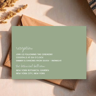 Moderne Script Sage Grüne Minimalistische Hochzeit Begleitkarte