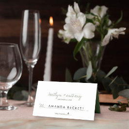 Moderne Script Sage Grüne Minimalistische Hochzeit Platzkarte