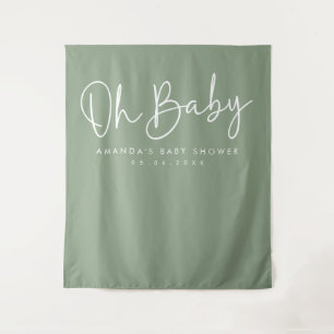 Moderne Script-Sage Oh Baby Dusche Hintergrund Wandteppich