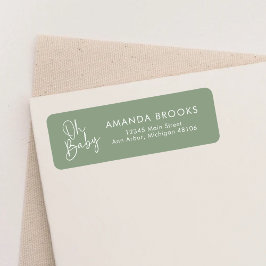 Moderne Script Sage Oh Baby Einfache Rücksendeadre