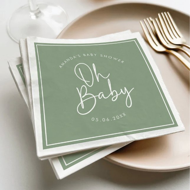Moderne Script-Sage Oh Baby Simple Baby Dusche Serviette (Von Creator hochgeladen)