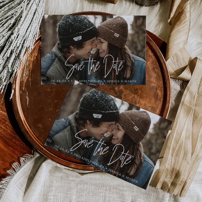 Moderne Script Save the Date Card - Daten speicher RSVP Karte (Von Creator hochgeladen)