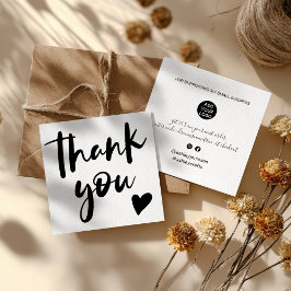 Moderne Script Schriftart Schwarzweiß Reihenfolge  Quadratische Visitenkarte