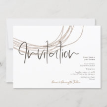 Moderne Script Scribble Circular Line Beige Weddin