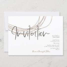 Moderne Script Scribble Circular Line Beige Weddin Einladung