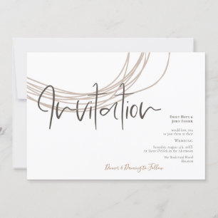 Moderne Script Scribble Circular Line Beige Weddin Einladung
