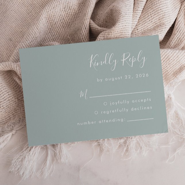 Moderne Script Sea Glass Wedding RSVP Karte (Von Creator hochgeladen)