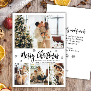 Moderne Script Snowflake 4 Foto Collage Weihnachte Feiertagskarte