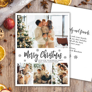 Moderne Script Snowflake 4 Foto Collage Weihnachte Feiertagskarte