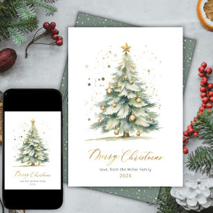 Moderne Script Tree Weihnachtskarten außerhalb des Feiertagskarte