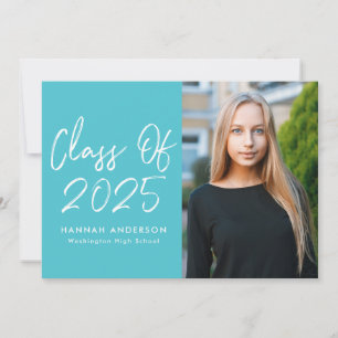 Moderne Script Turquoise Foto Graduation Party Einladung